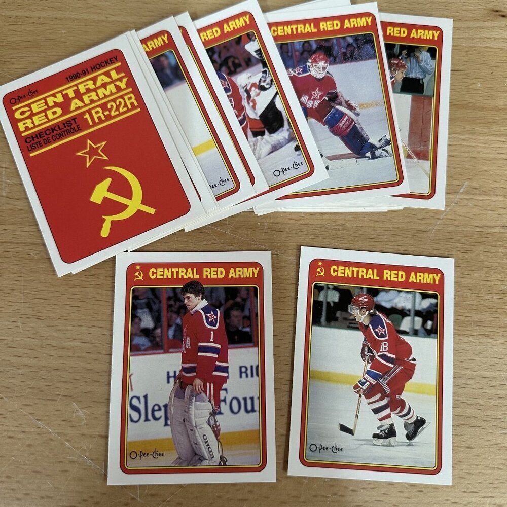 1990-91 O-Pee-Chee Central Red Army Hockey Complete 22 Card Set